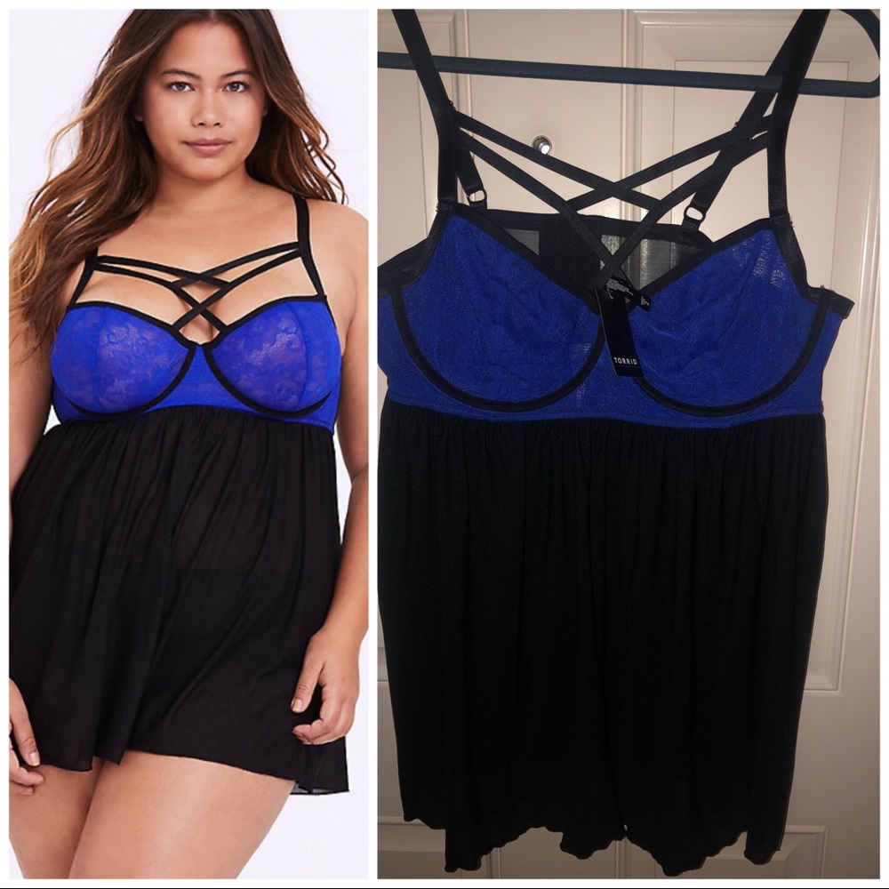 Torrid Electric Blue Strappy Chemise, Sz. 2